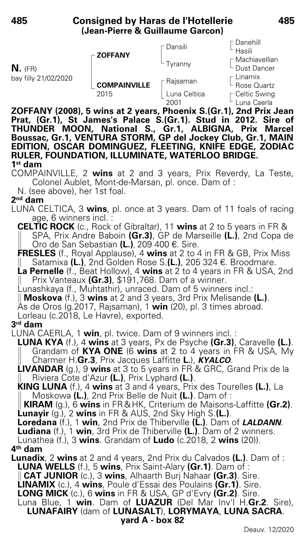 485 Consigned by Haras De L'hotellerie 485 (Jean-Pierre & Guillaume Garcon)