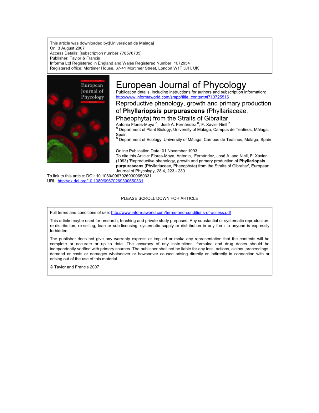 European Journal of Phycology