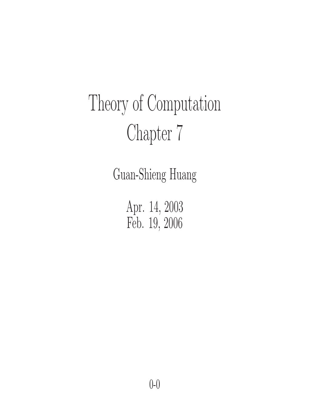 Theory of Computation Chapter 7