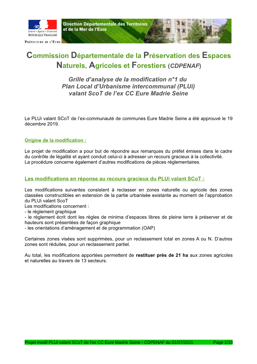 Modification N°1 Du Plui Valant Scot De L'ex CCEMS