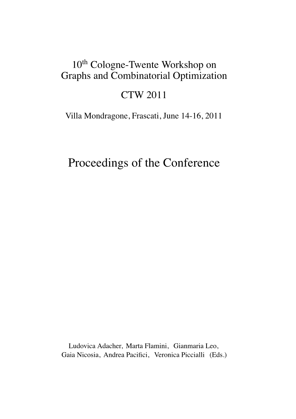 Proceedings of the Conference