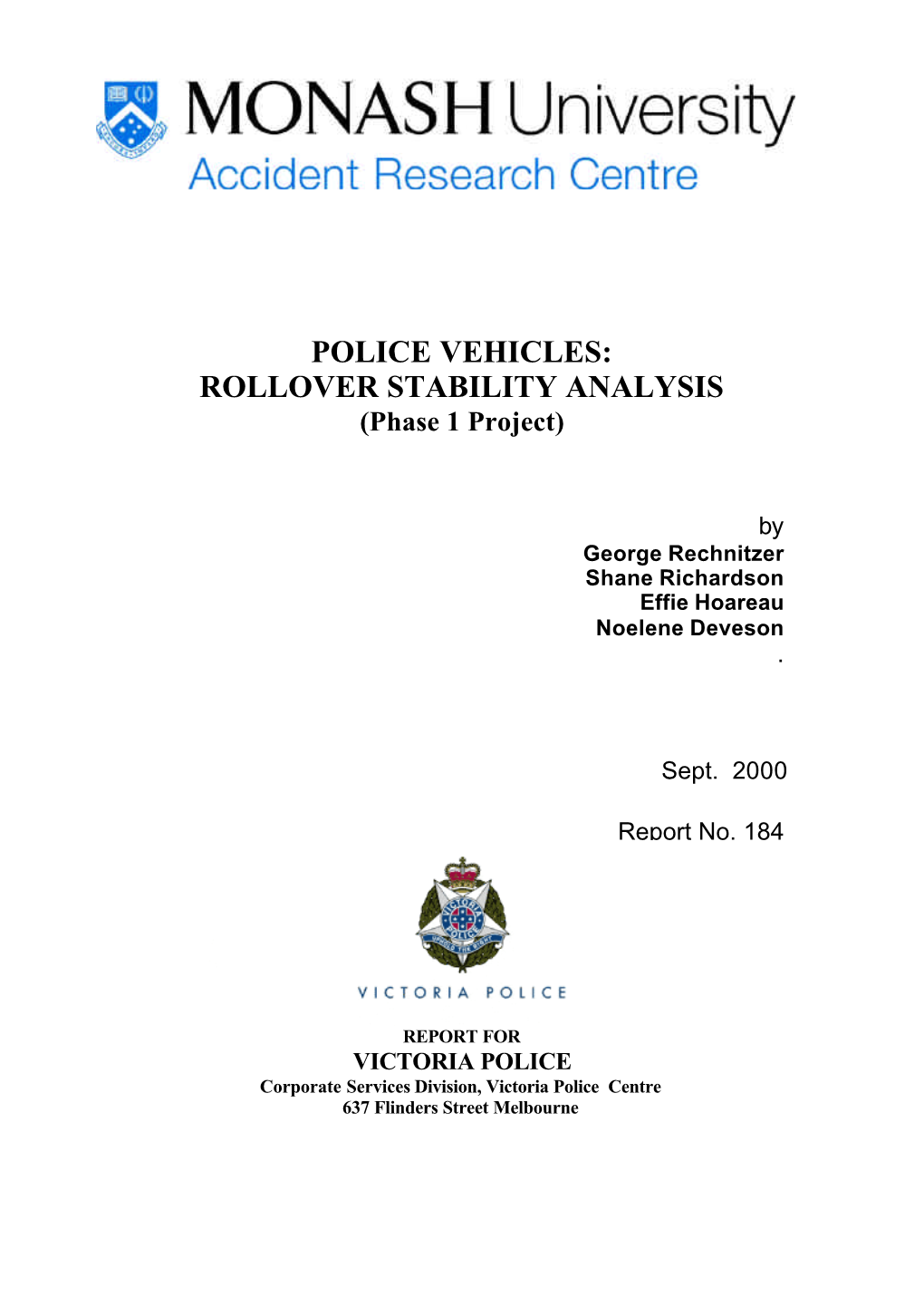 POLICE VEHICLES: ROLLOVER STABILITY ANALYSIS (Phase 1 Project)