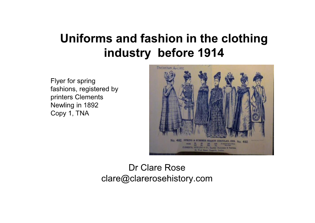Uniforms and Fashion in the Clothing Industry Before 1914