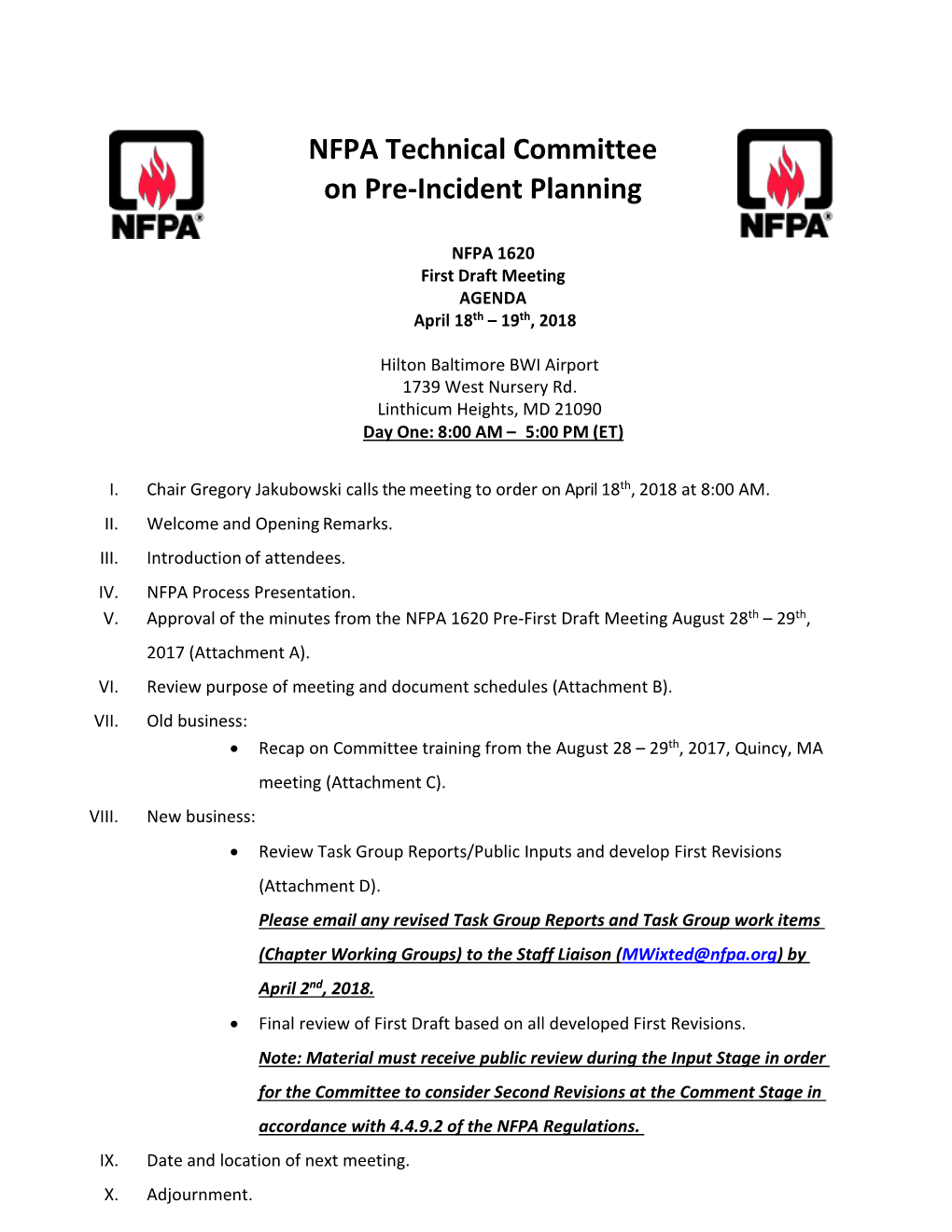 NFPA Technical Committee on Pre-Incident Planning