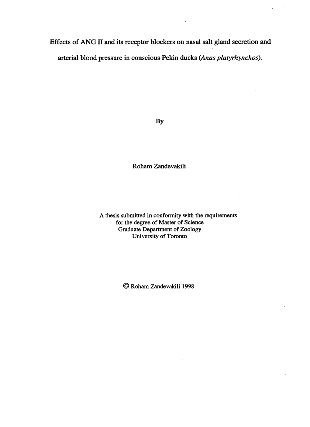 Effects of ANG II and Its Receptor Blockers on Nasal Salt Gland Secretion And