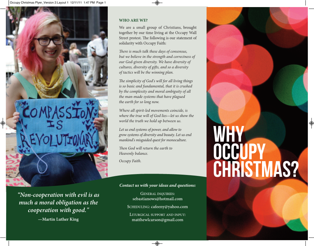 Why Occupy Christmas?