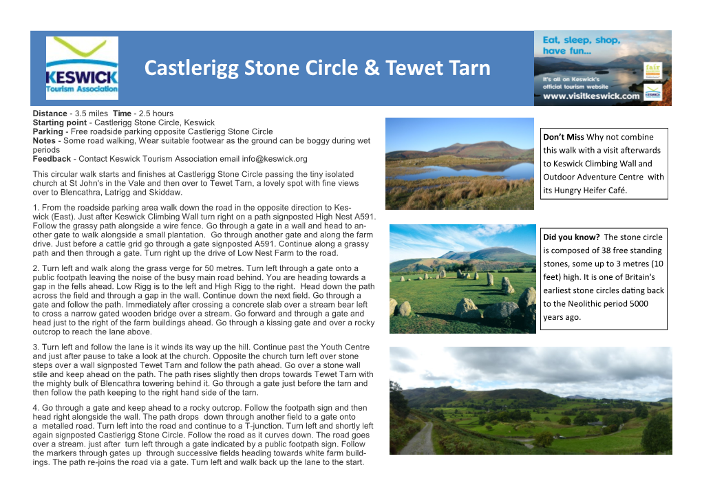 Castlerigg Stone Circle & Tewet Tarn