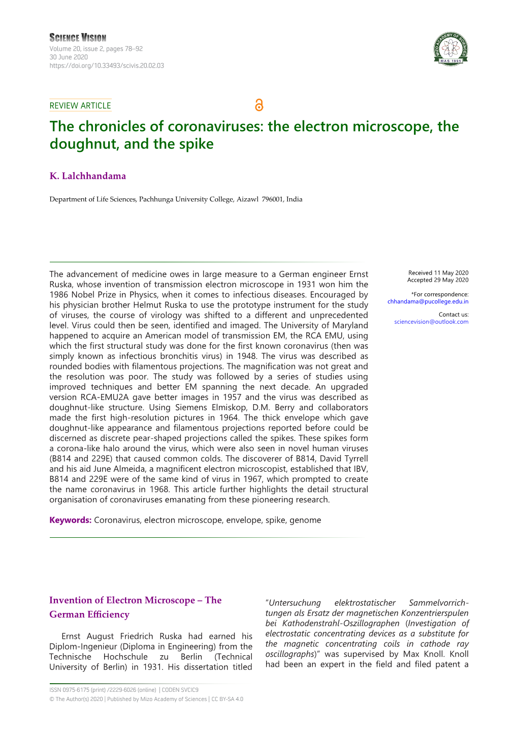 The Chronicles of Coronaviruses: the Electron Microscope, the Doughnut, and the Spike