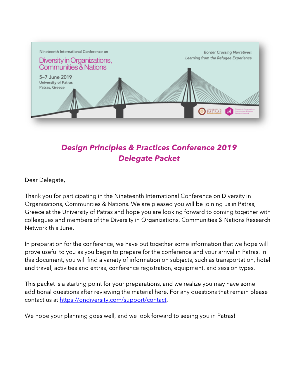 Design Principles & Practices Conference 2019 Delegate Packet