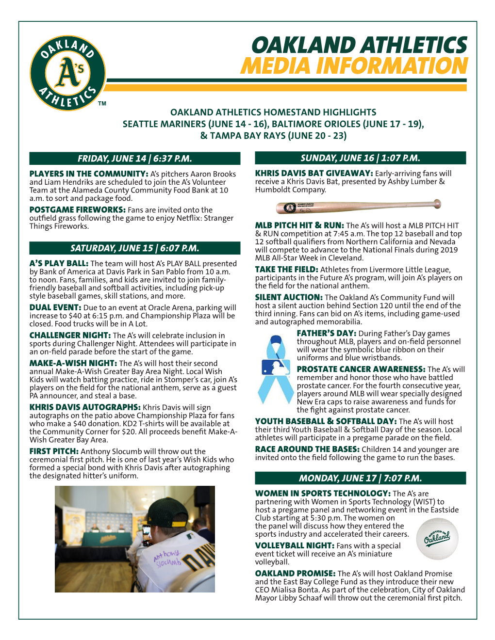 Oakland Athletics Media Information