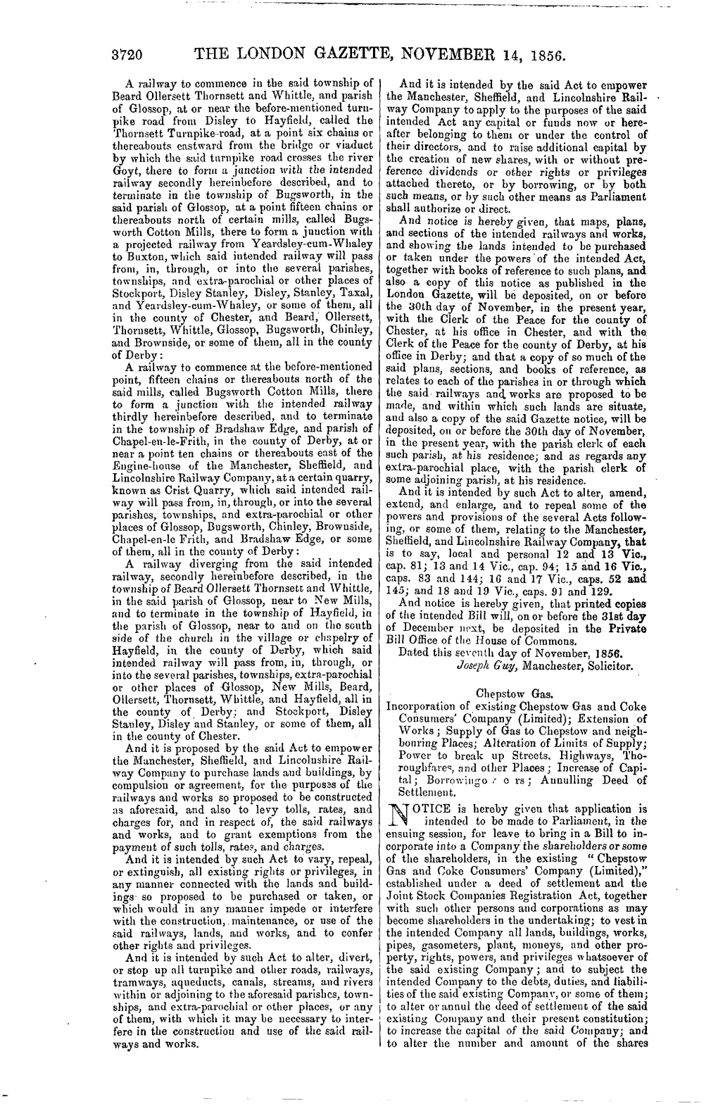 3720 the London Gazette, November 14, 1856