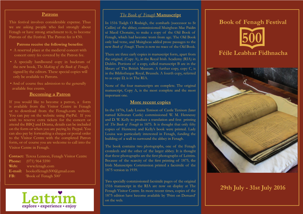 Book of Fenagh Festival Brochure 2016
