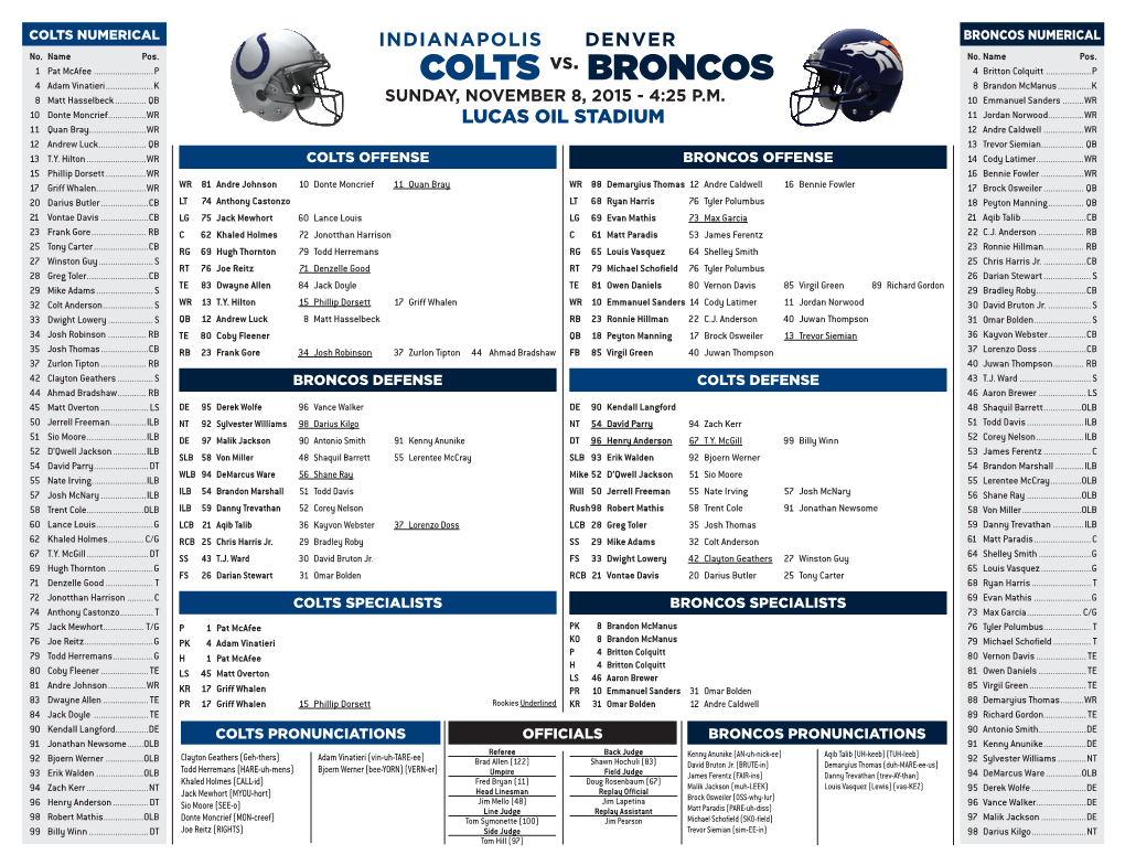 COLTS Vs. BRONCOS