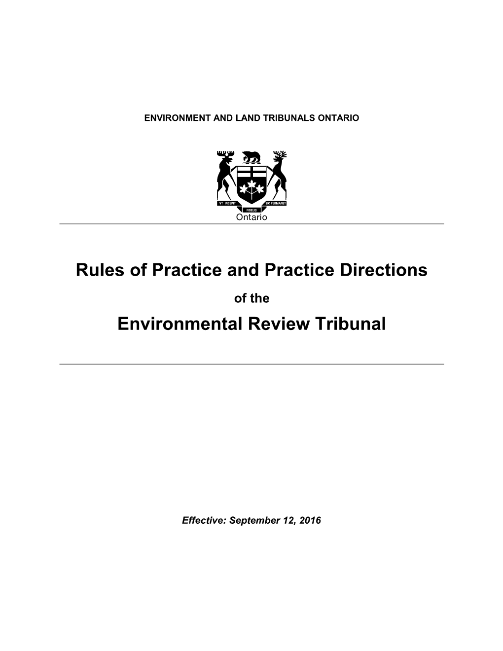 Rules of Practice of the Environmental Review Tribunal