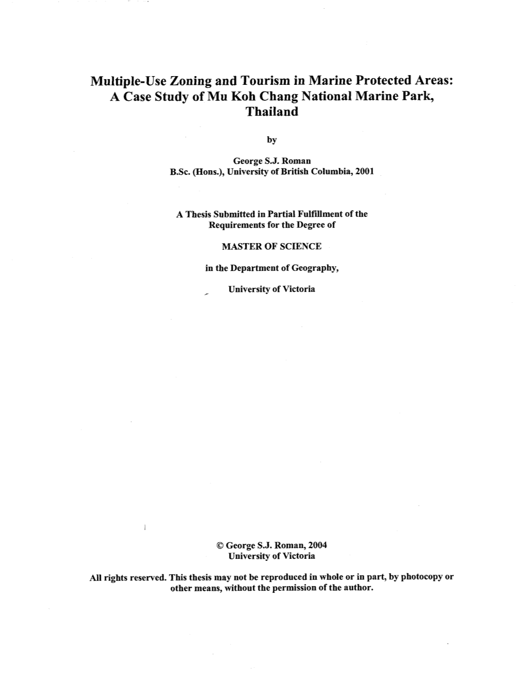 A Case Study of Mu Koh Chang National Marine Park, Thailand