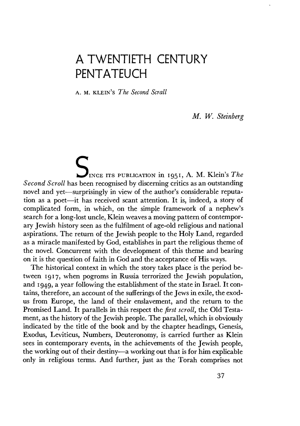 A Twentieth Century Pentateuch
