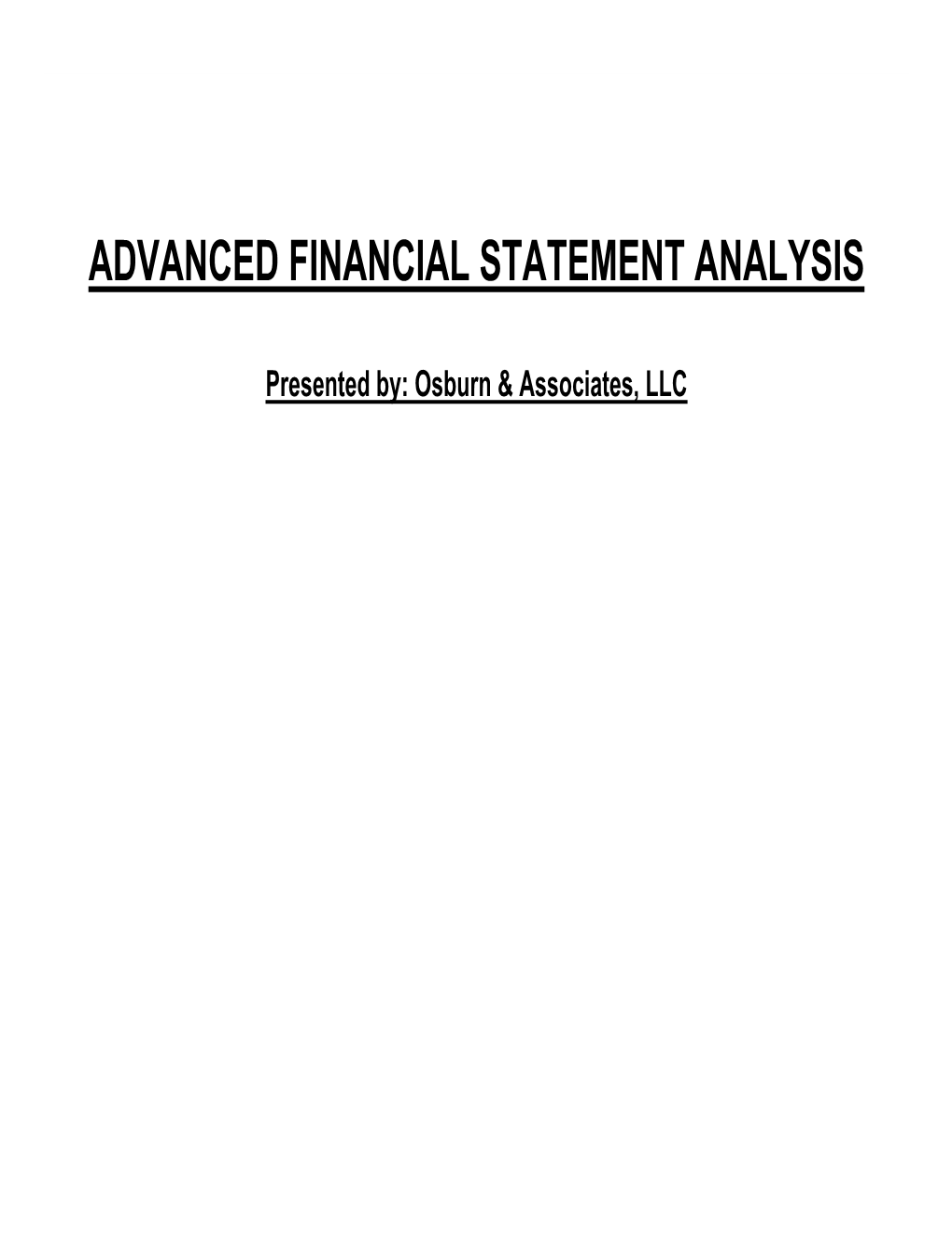 Advanced Financial Statement Analysis