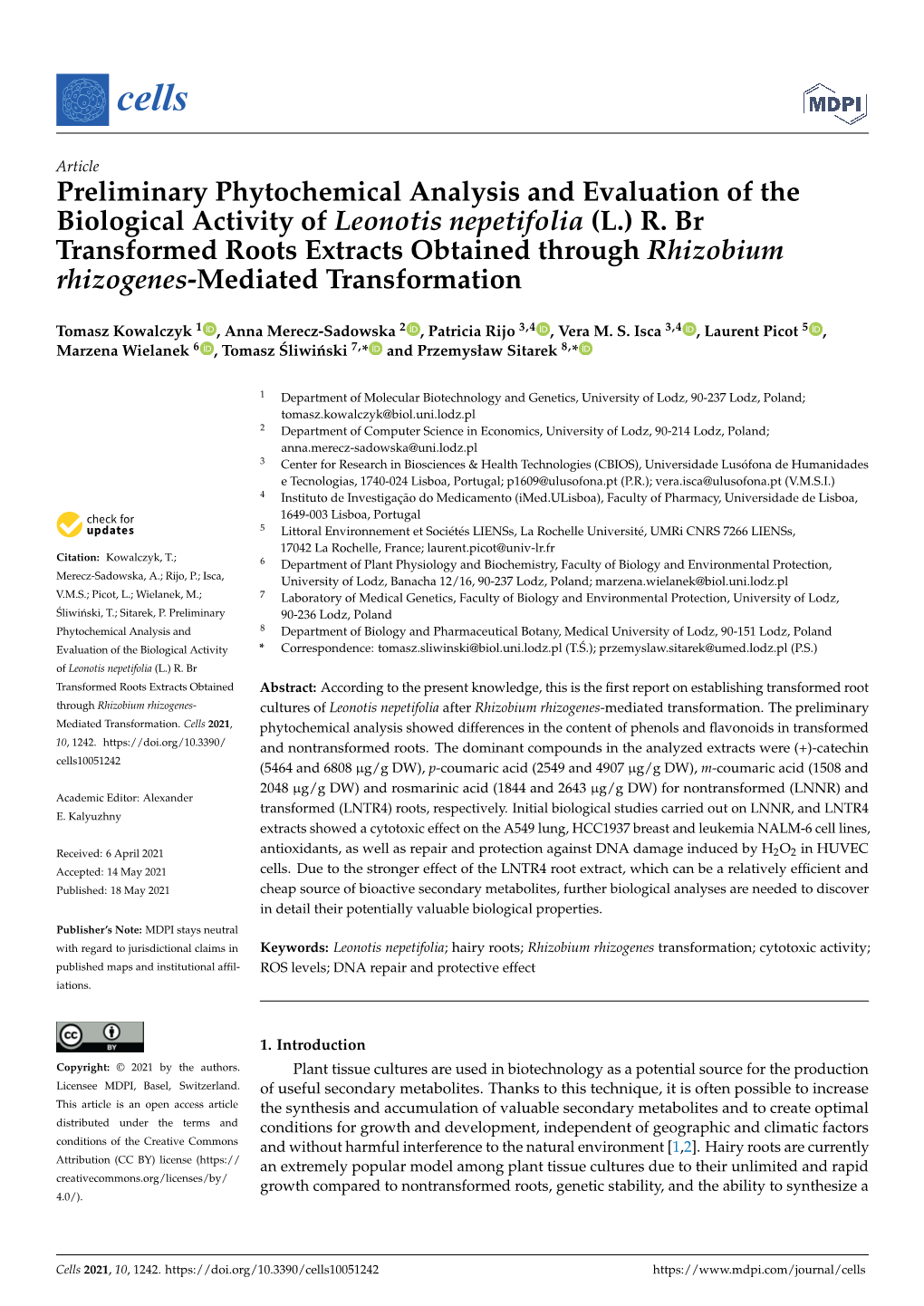 Preliminary Phytochemical Analysis and Evaluation of the Biological Activity of Leonotis Nepetifolia (L.) R