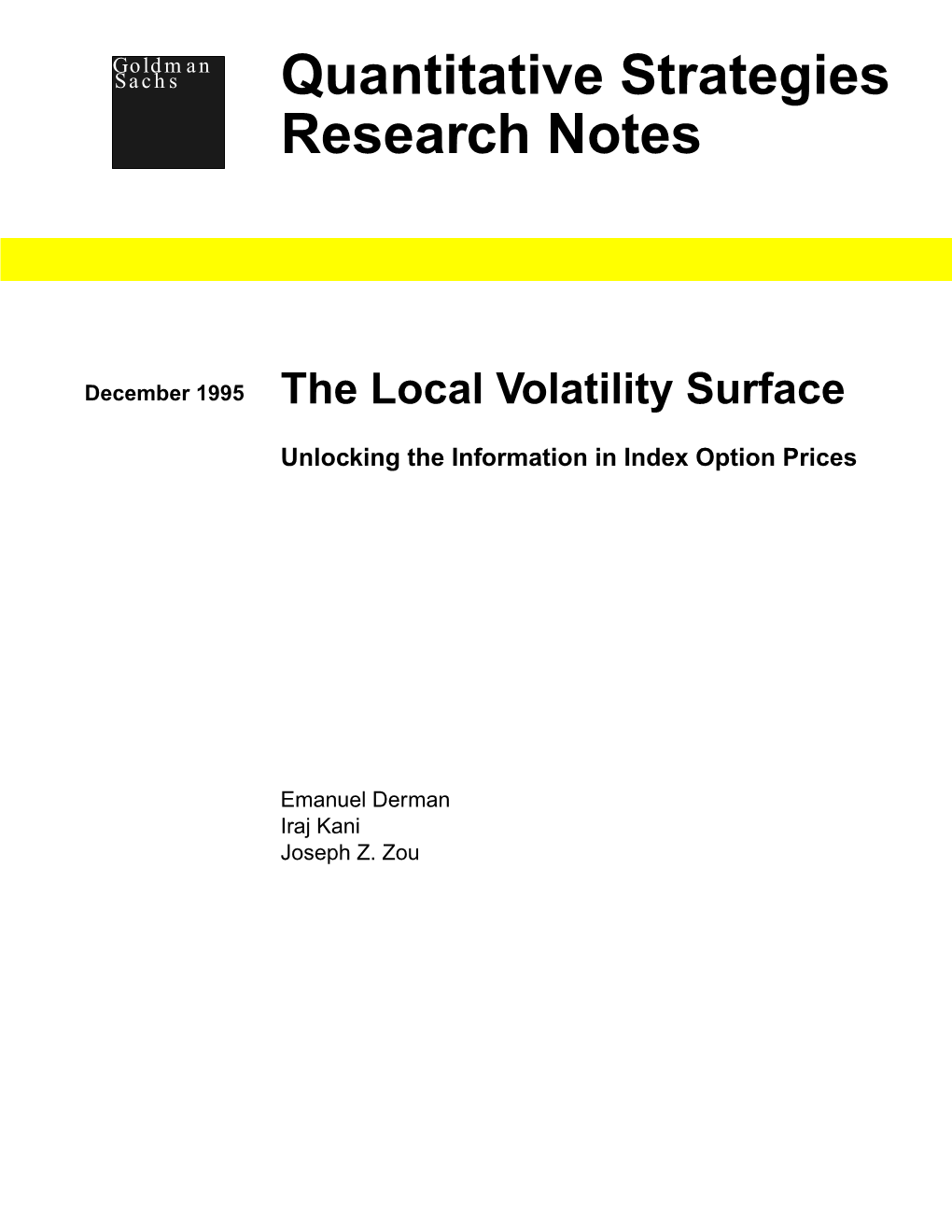 The Local Volatility Surface