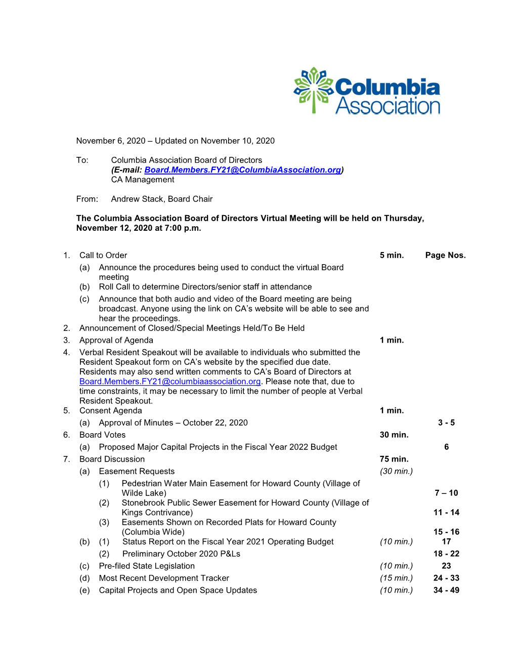 Updated on November 10, 2020 To: Columbia