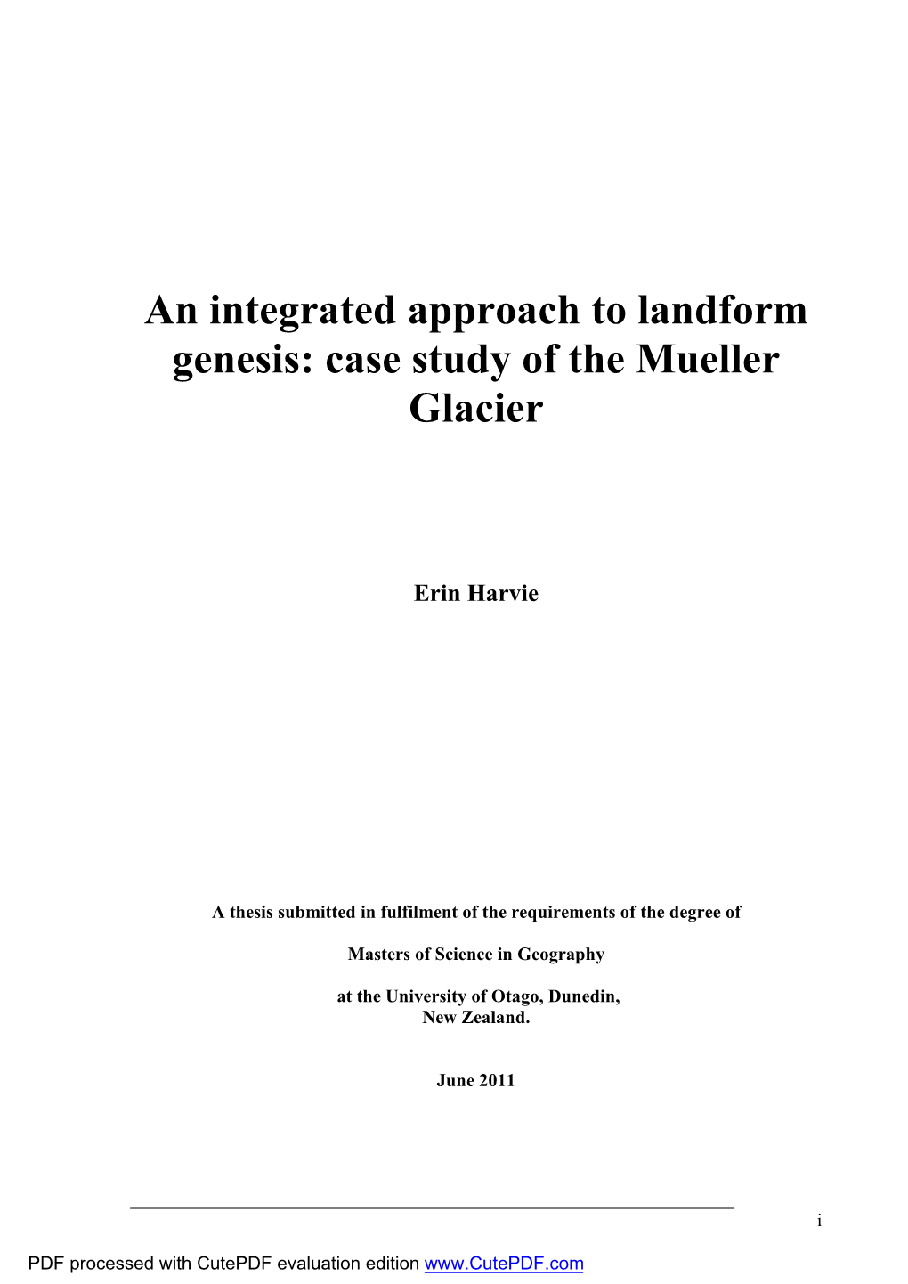 Case Study of the Lateral Moraines, Mueller Glacier