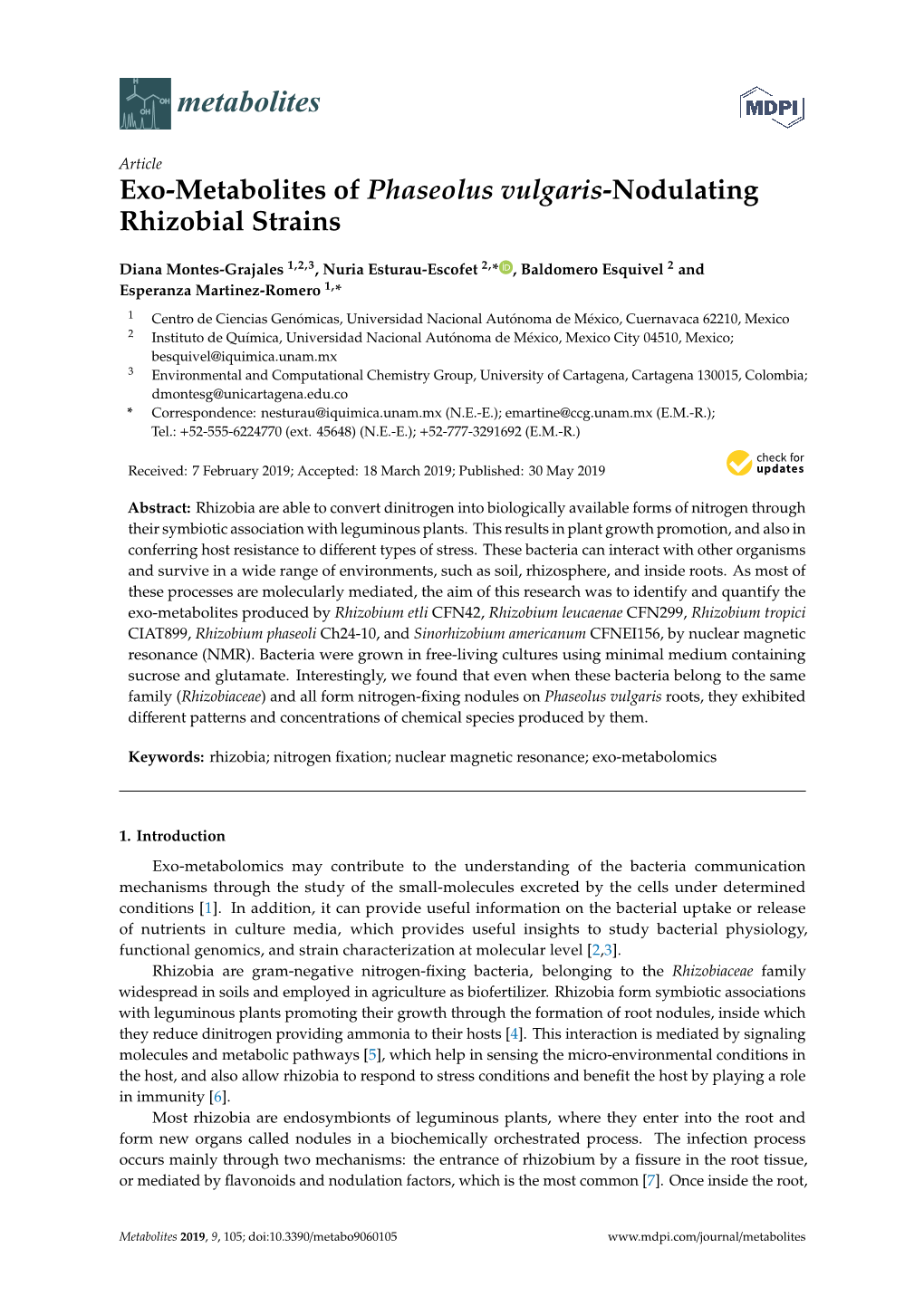 Exo-Metabolites of Phaseolus Vulgaris-Nodulating Rhizobial Strains