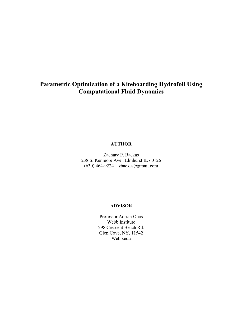 Parametric Optimization of a Kiteboarding Hydrofoil Using Computational Fluid Dynamics