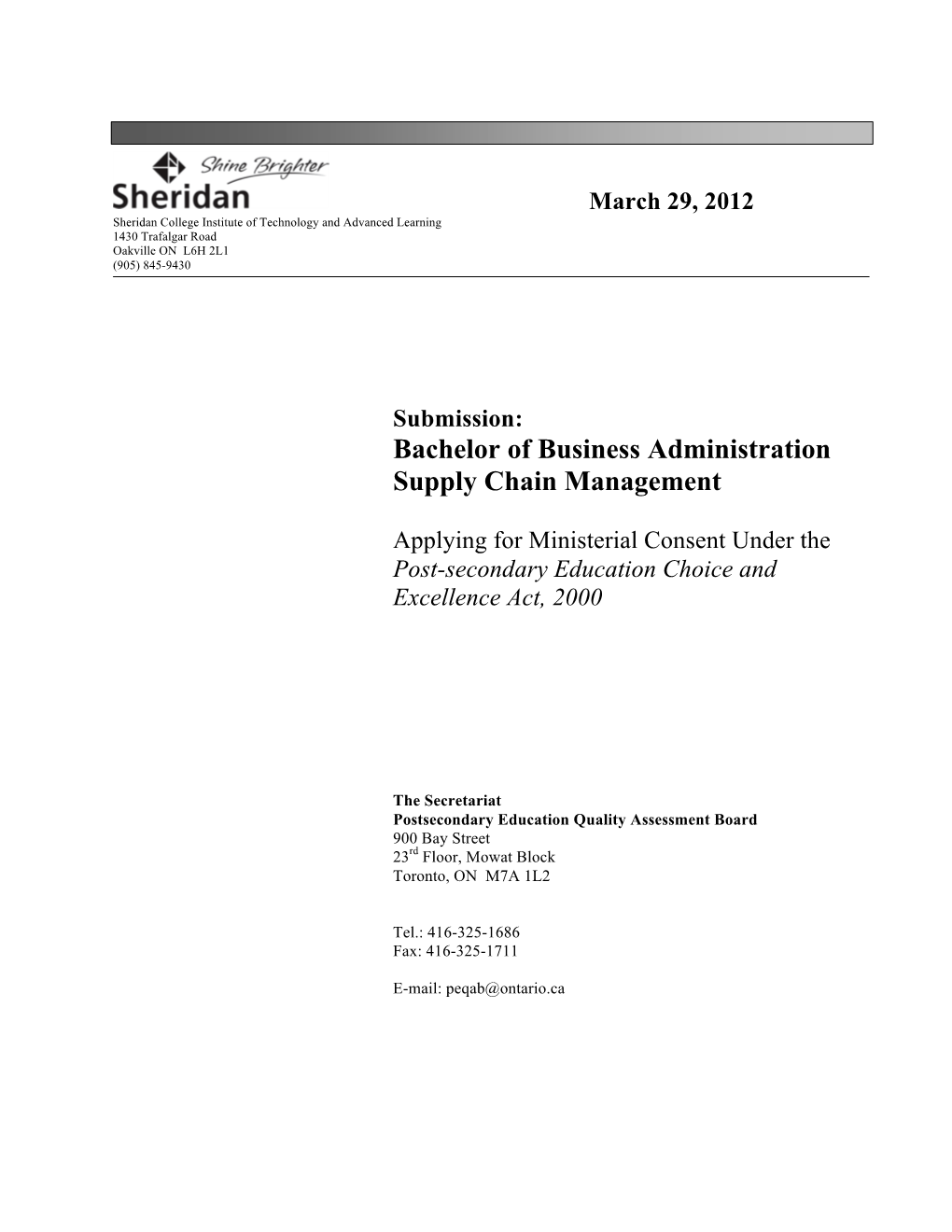 Bachelor of Business Administration Supply Chain Management