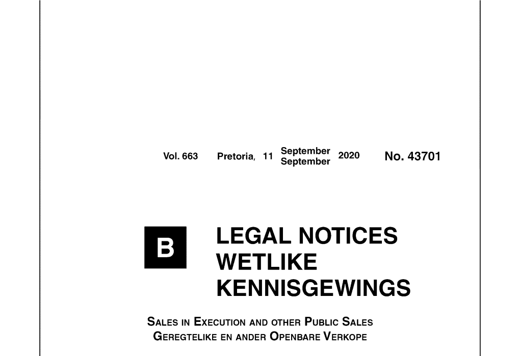 Legal Notices Wetlike Kennisgewings