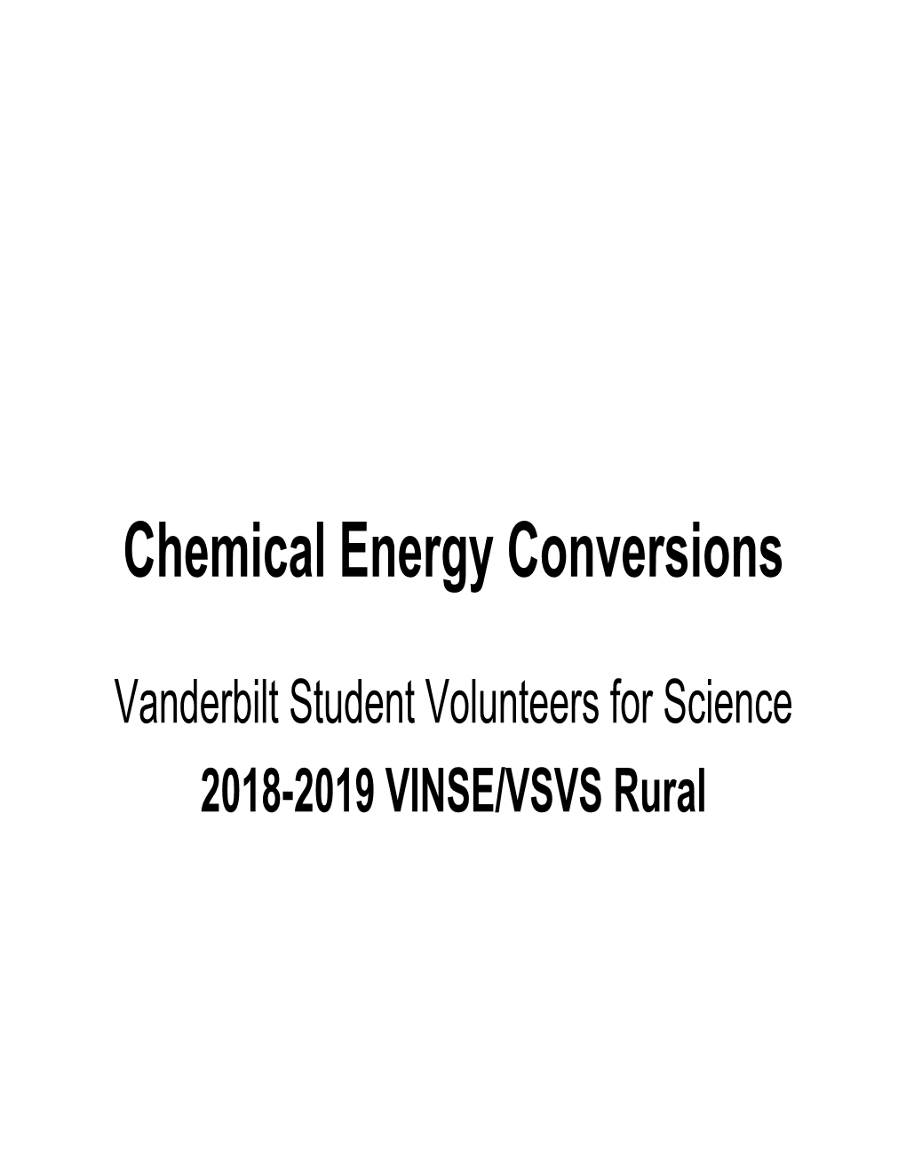 Chemical Energy Conversions