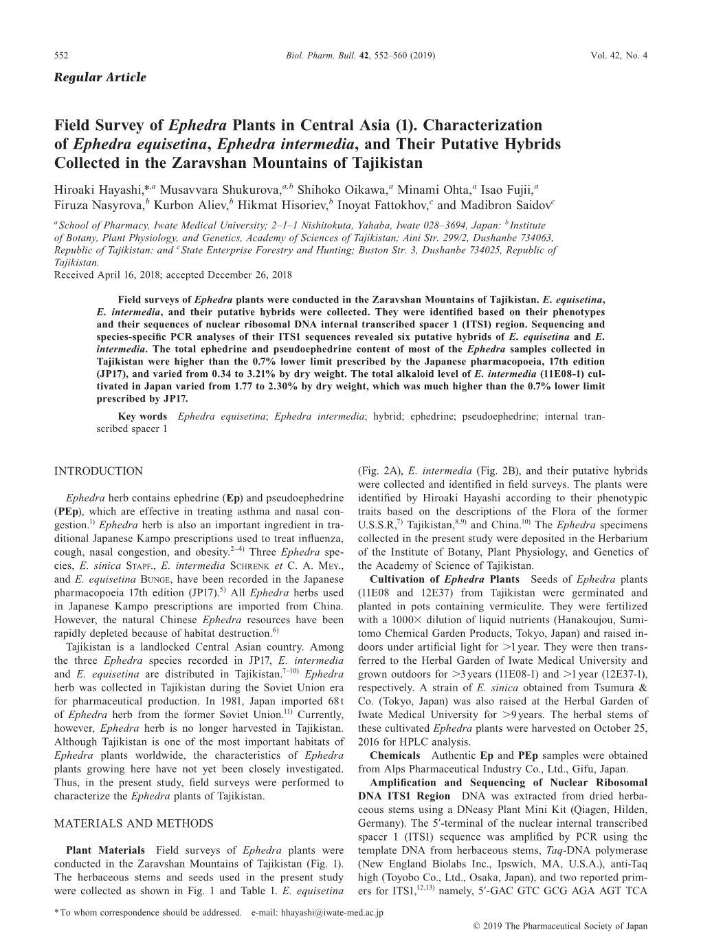 Biol. Pharm. Bull. 42(4): 552-560 (2019)