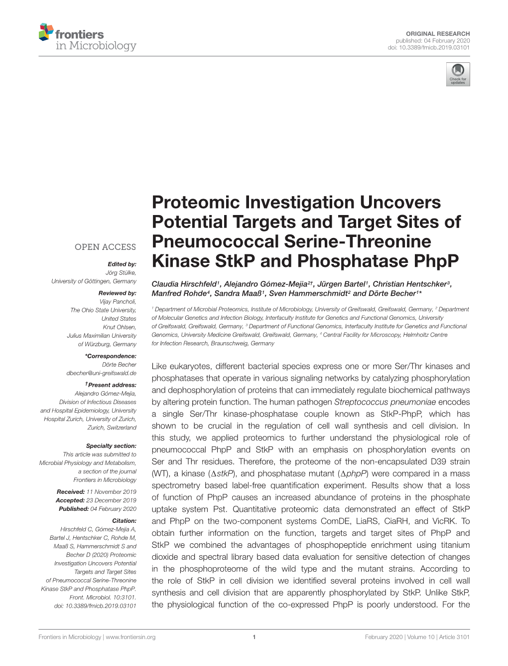 Proteomic Investigation Uncovers Potential Targets and Target Sites of Pneumococcal Serine-Threonine