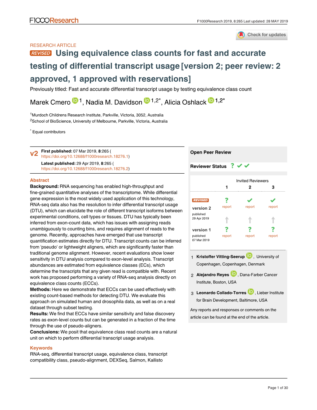 Using Equivalence Class Counts for Fast and Accurate Testing Of