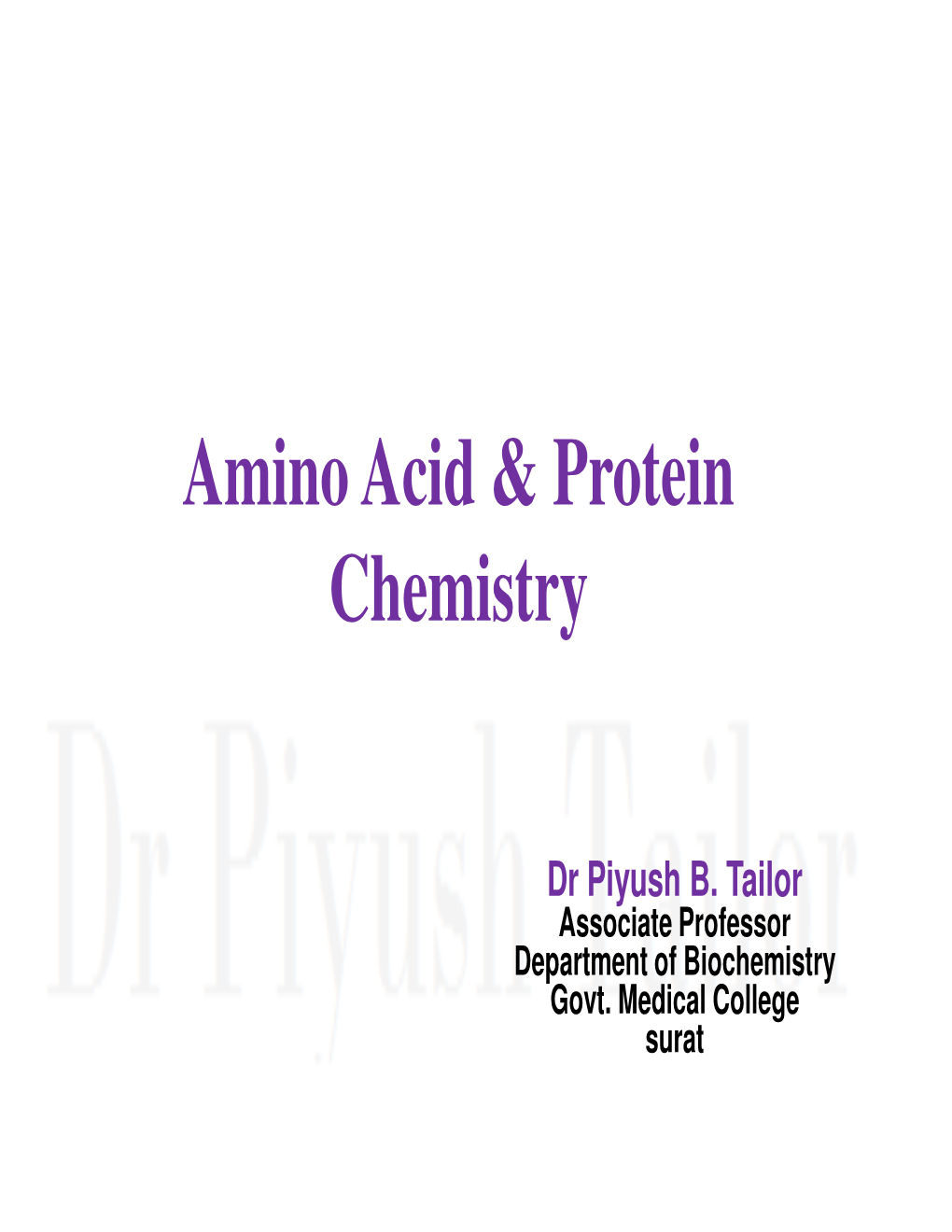 Amino Acid & Protein Chemistry