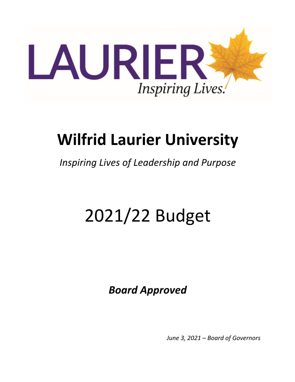 University Operating Budget 2021/22