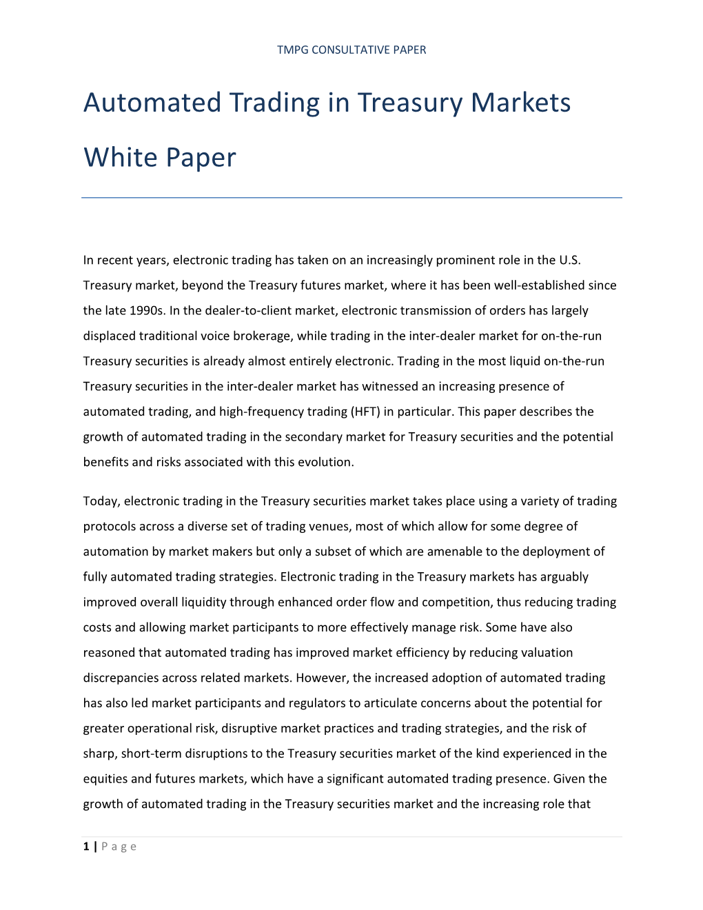 TMPG HFT White Paper
