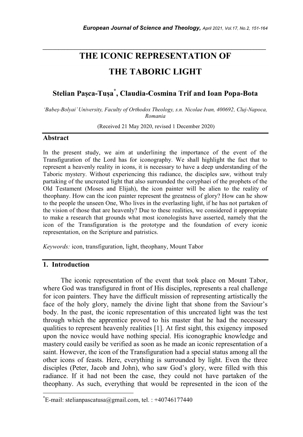 The Iconic Representation of the Taboric Light