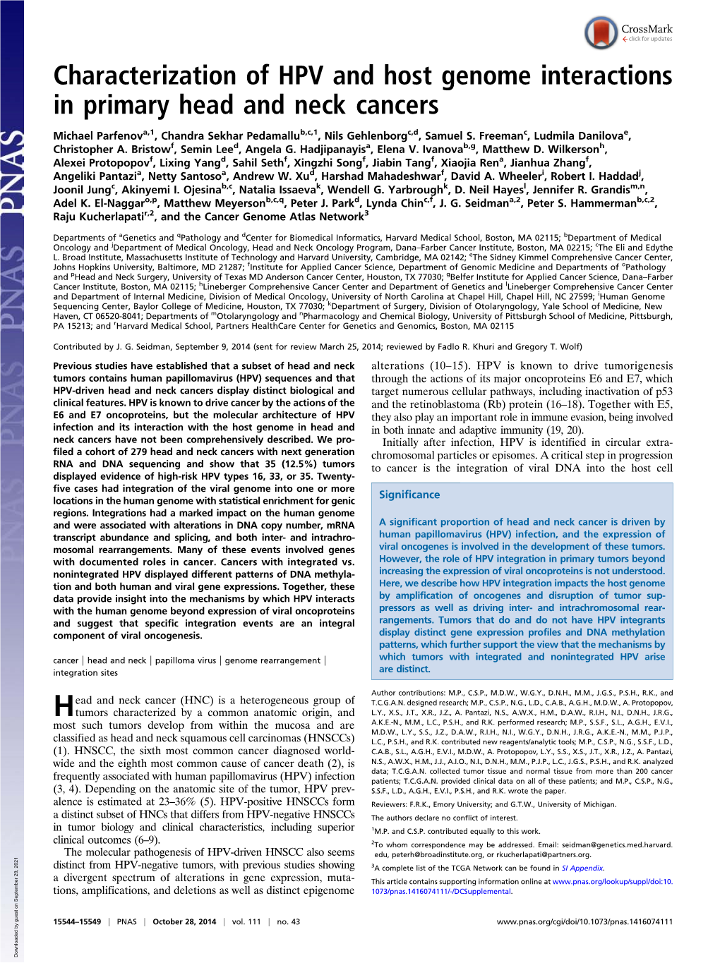 Characterization of HPV and Host Genome Interactions in Primary Head and Neck Cancers