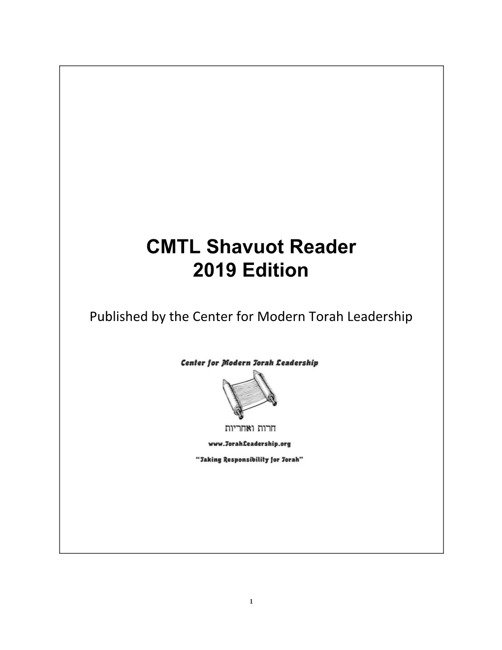 CMTL Shavuot Reader 2019 Edition