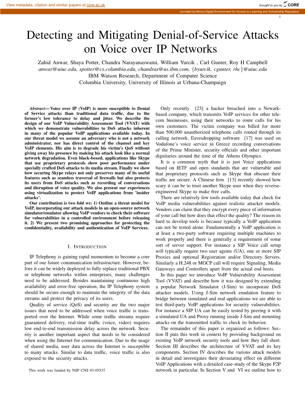 Detecting and Mitigating Denial-Of-Service Attacks on Voice