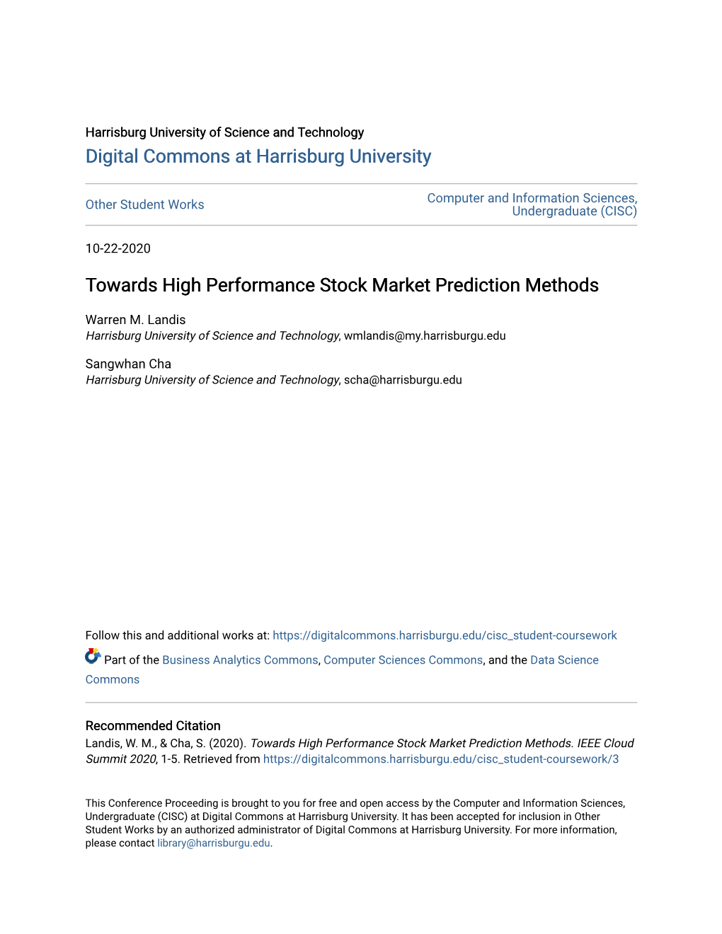Towards High Performance Stock Market Prediction Methods