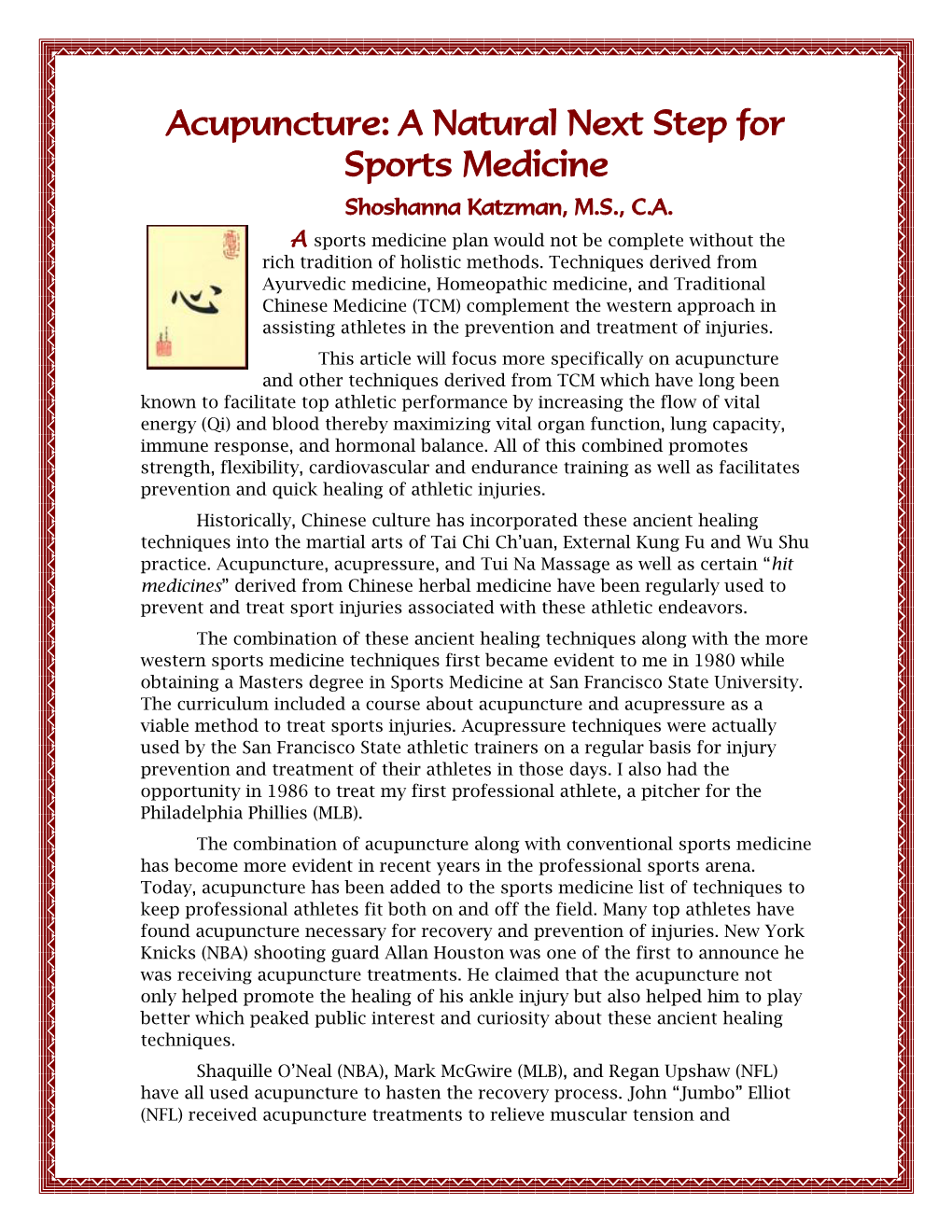 Athletes Today Are Looking Toward Complementary Medicine To
