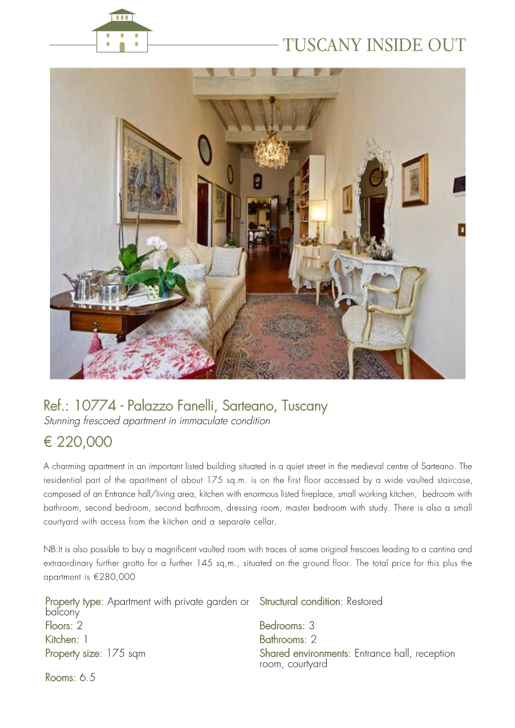 10774 - Palazzo Fanelli, Sarteano, Tuscany Stunning Frescoed Apartment in Immaculate Condition