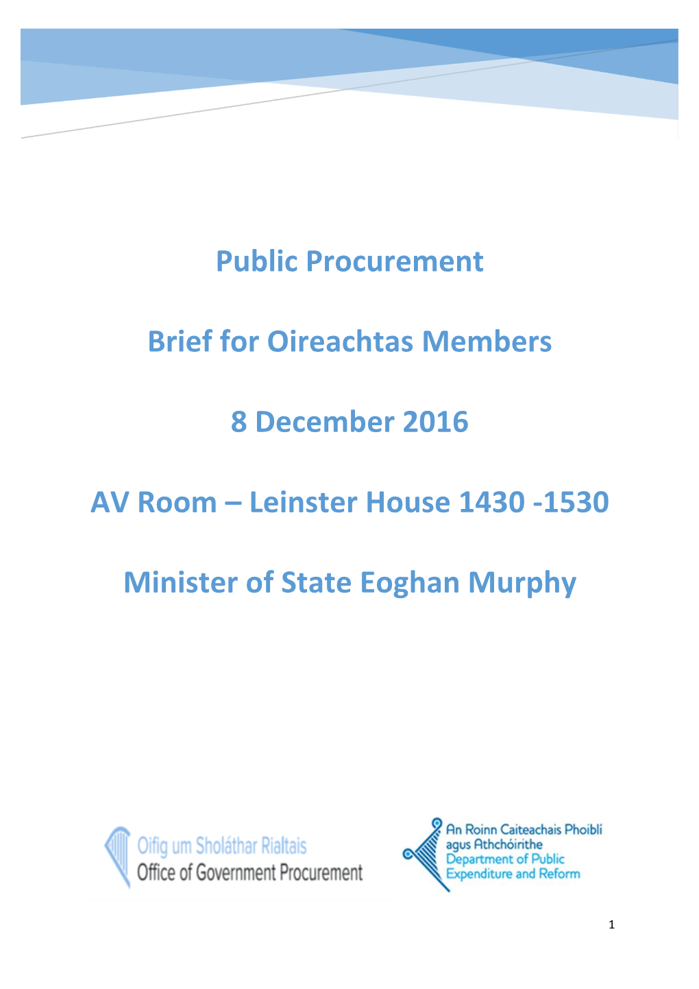 Public Procurement Brief for Oireachtas