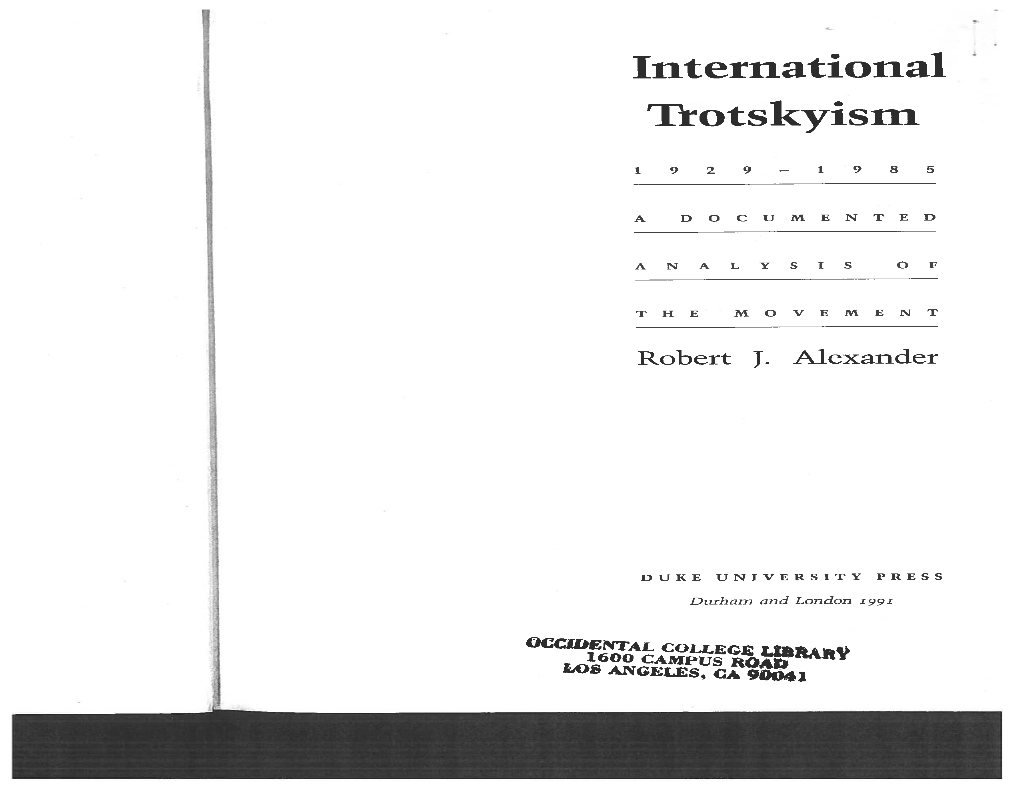 International Trotskyism 1929—1 985