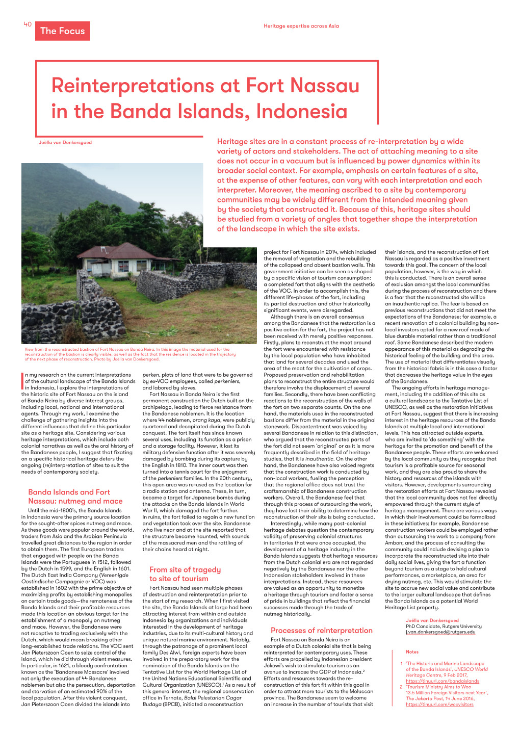 Reinterpretations at Fort Nassau in the Banda Islands, Indonesia