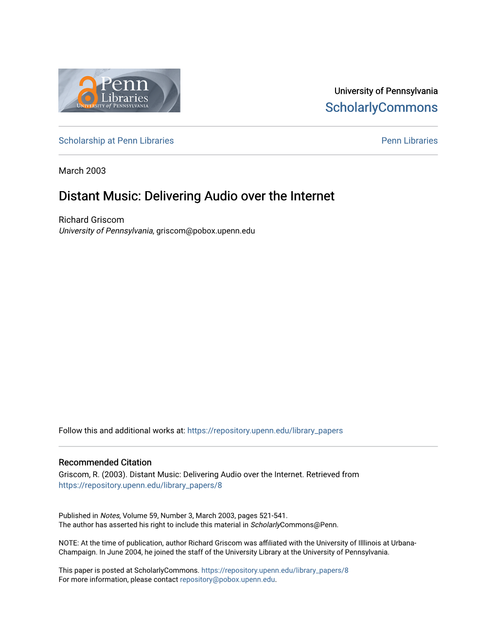 Distant Music: Delivering Audio Over the Internet