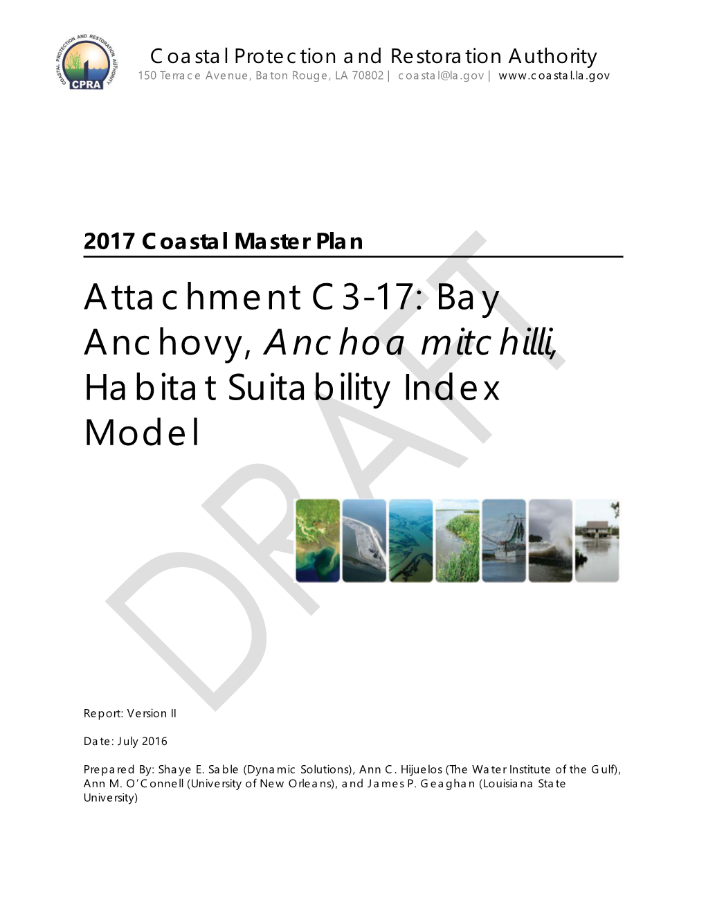 Bay Anchovy, Anchoa Mitchilli, Habitat Suitability Index Model