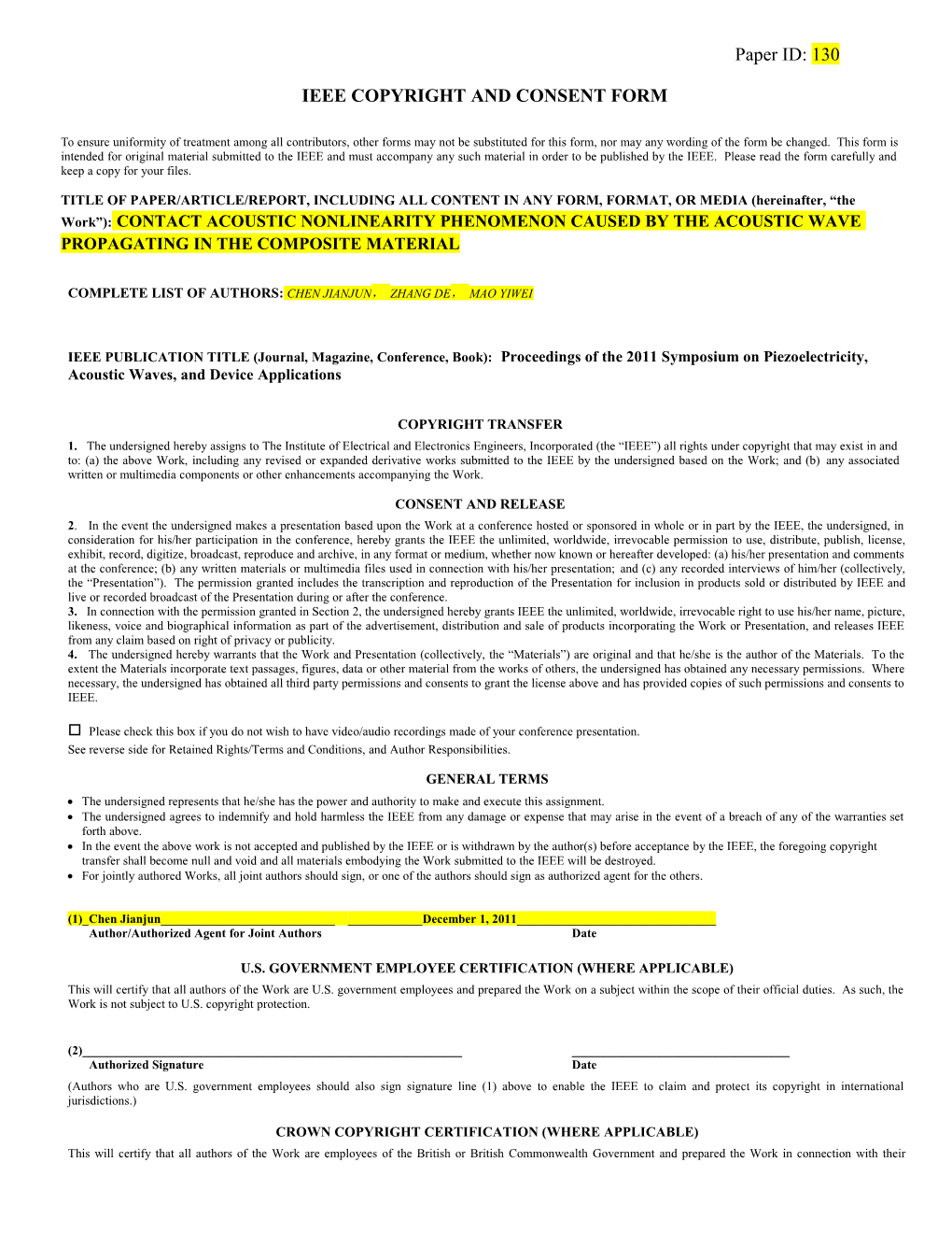 Ieee Copyright Transfer & Publication Rights Grm s3