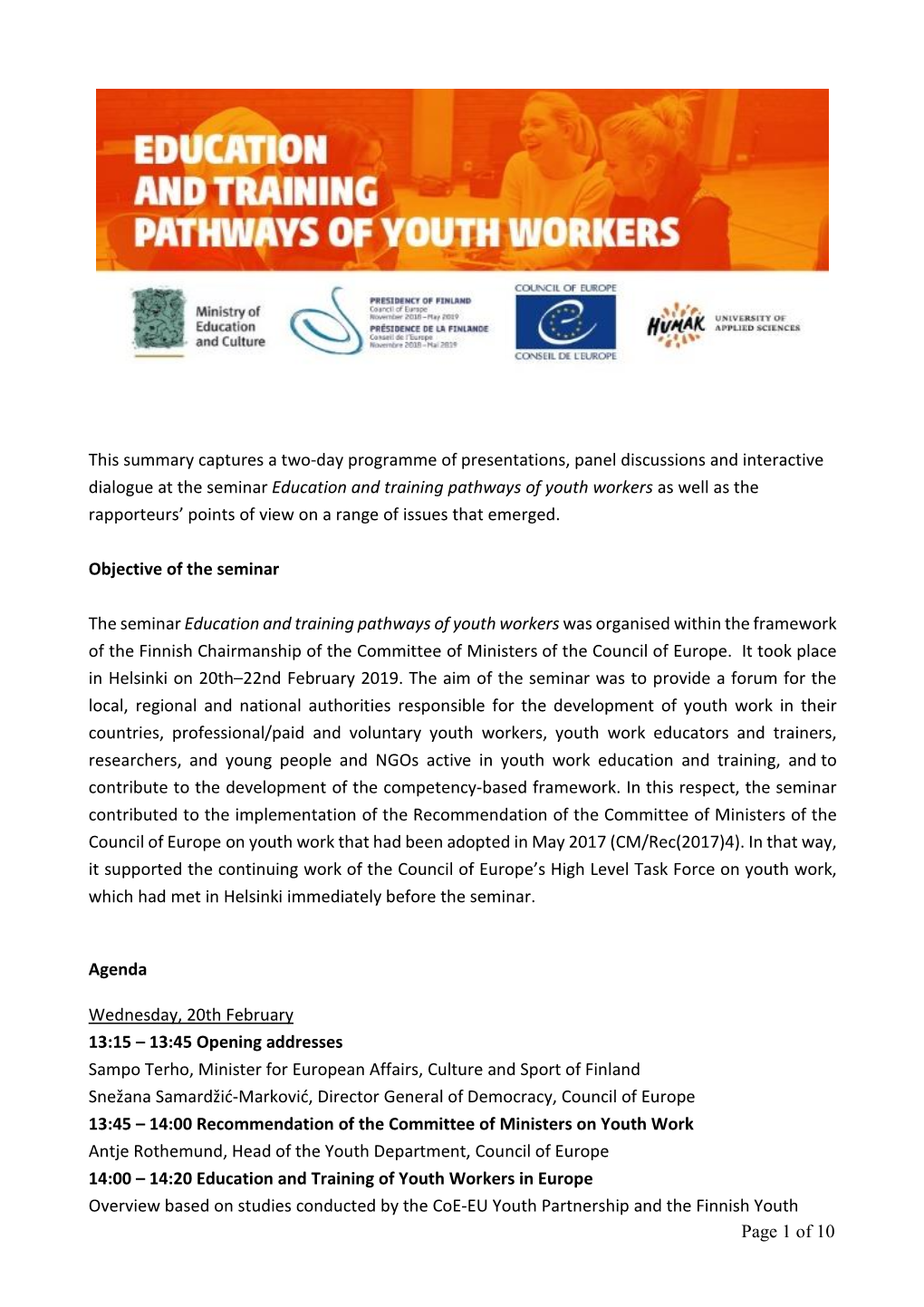 Report: Education and Training of Youth Workers in Helsinki